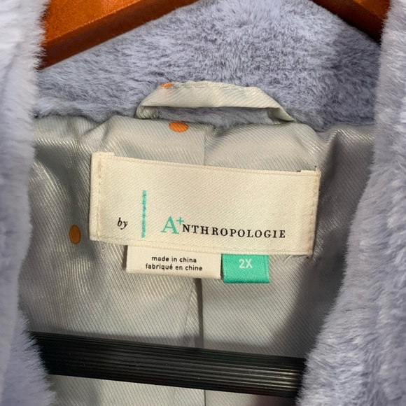 Anthropologie Blue Moonlight Faux Jacket Coat - Picture 7 of 12